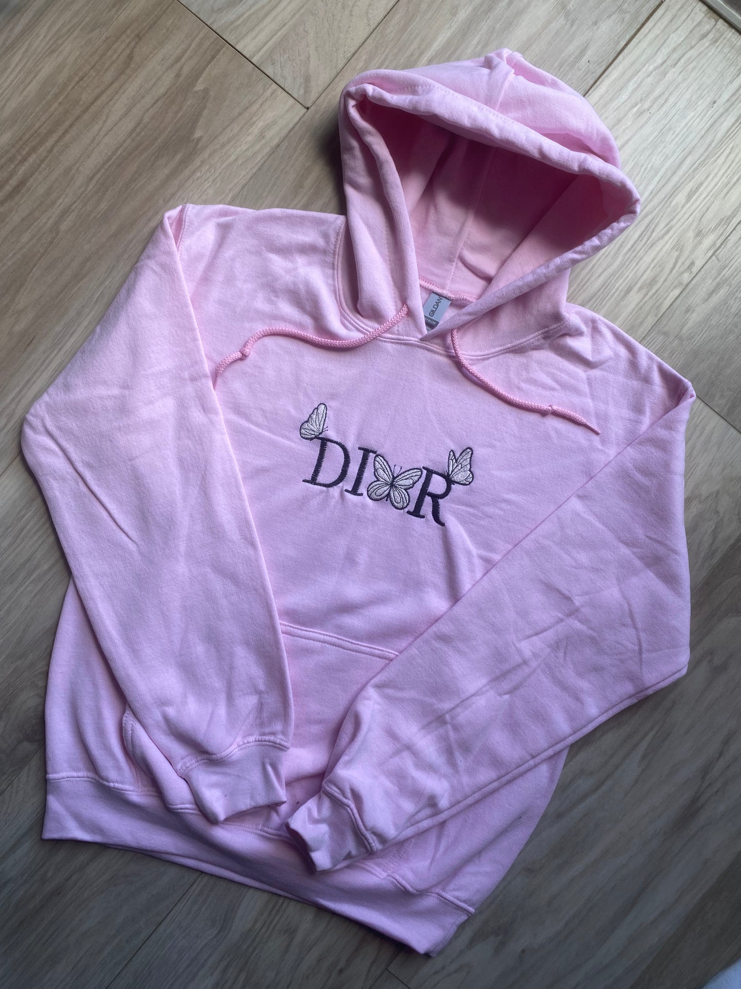 Butterfly Pink Embroidered Sweatshirt