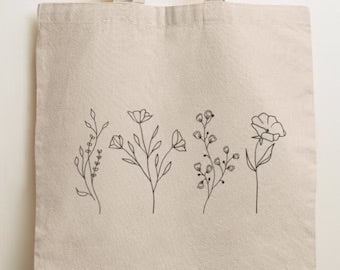 Minimal Vinyl Flowers Tote