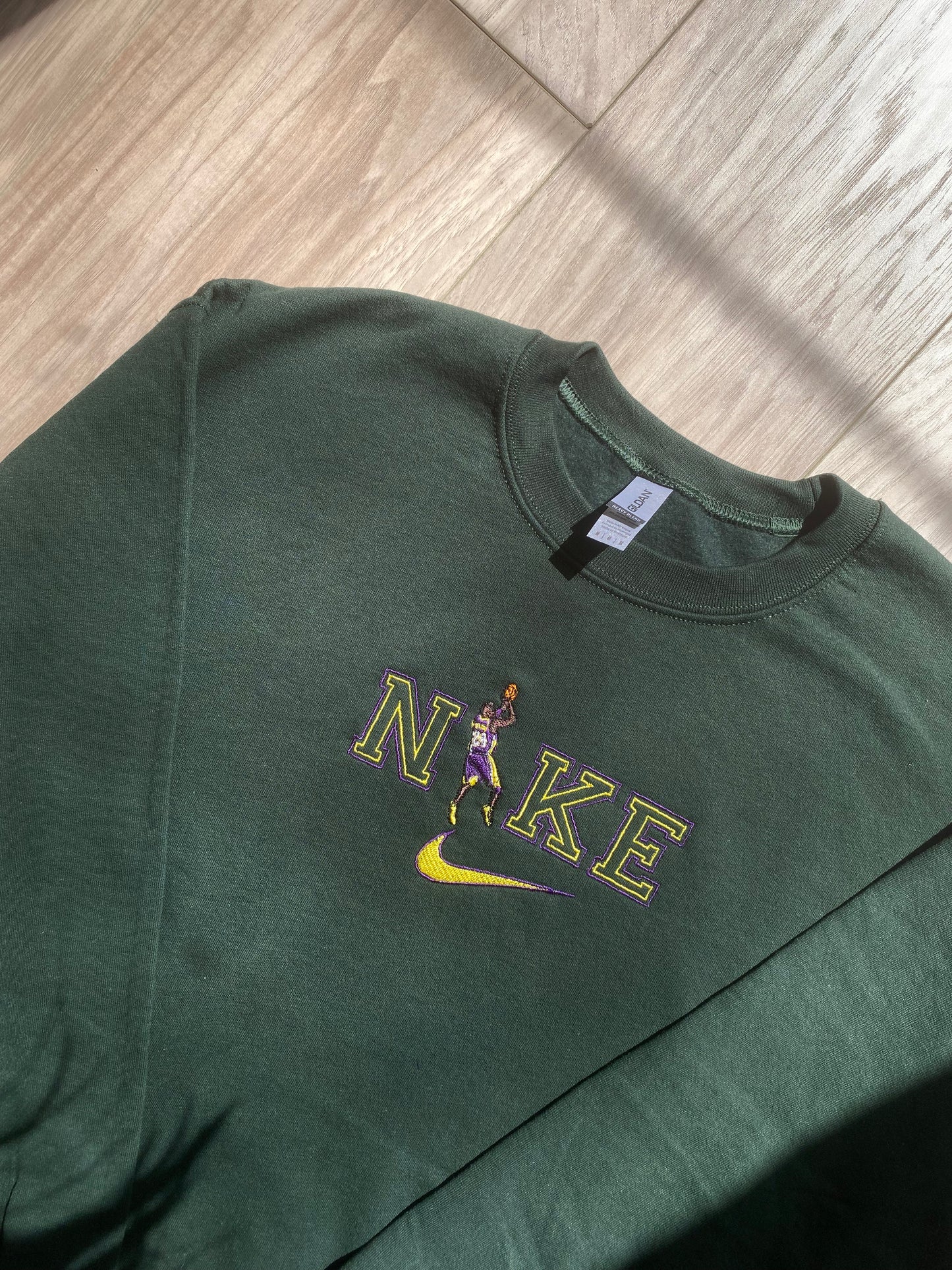 Forest Green Basketball Embroidered Sweatshirt