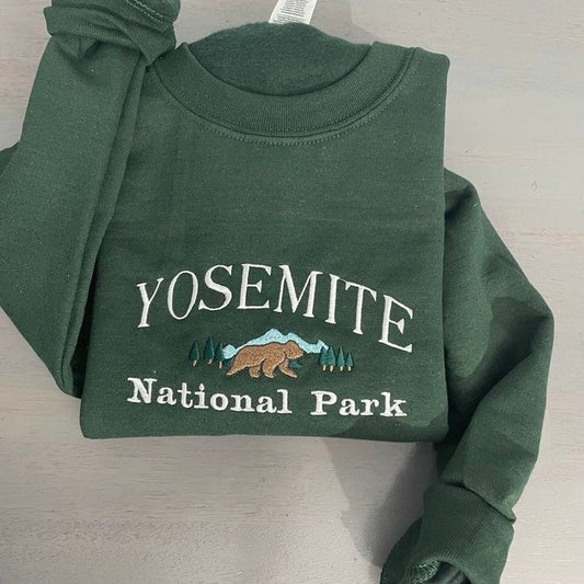 Yosemite Forest Green Embroidered Sweatshirt