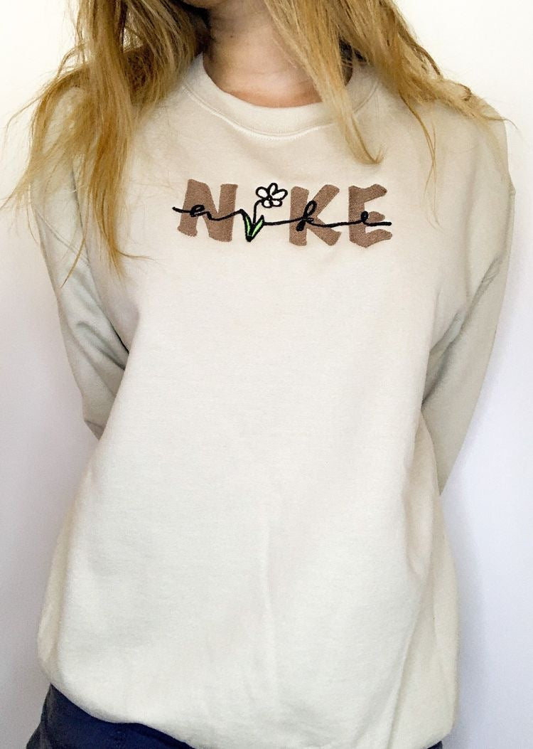 Flower Letters Embroidered Sweatshirt