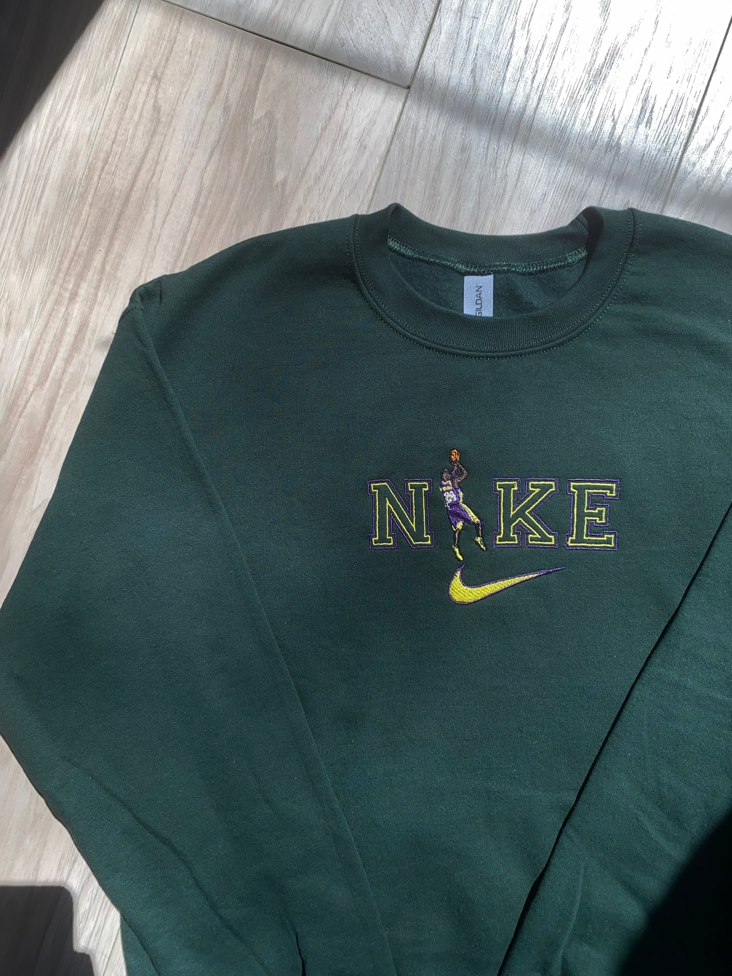 Forest Green Basketball Embroidered Sweatshirt